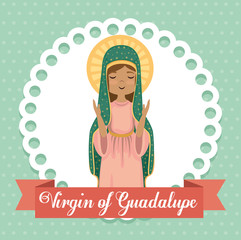 holy virgin of guadalupe religious card vector illustration design