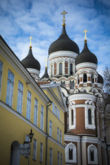 Fototapeta na wymiar Tallinn orthodox cathedral in medieval old town