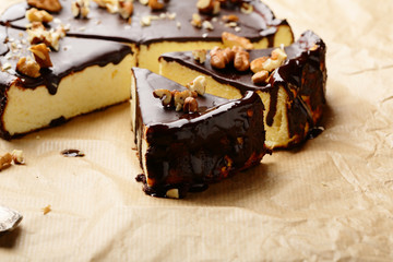 Sweet cheesecake with frosting