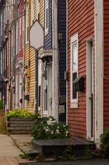 Fototapeta premium Colorful townhomes and overhead cables