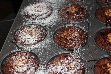 Schokomuffins mit Puderzucker