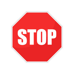 Red stop sign vector icon. Danger symbol vector illustration.