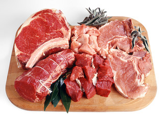 Tray of assorted red meat