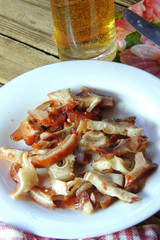 Smoked pig ears. Beer