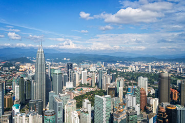 Fototapeta na wymiar Aerial view of Kuala Lumpur skyline, Malaysia