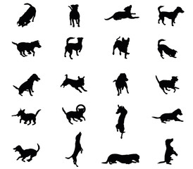 Set of vector dogs silhouettes