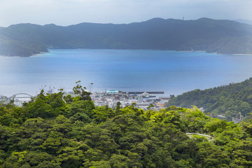 Fototapeta na wymiar 奄美大島　高知山展望所から見た古仁屋港