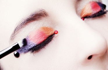 Eye Makeup. Beautiful Eyes Glitter Make-up. Holiday Makeup detail.