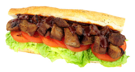 Barbecue Beef And Salad Sub Sandwich