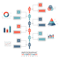 Infographic timeline template can be used for chart, diagram, web design, presentation, advertising, history. Vector infographic illustration