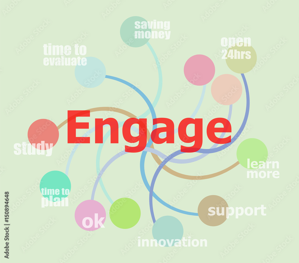 Poster engage. business data visualization. process chart