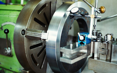 Fototapeta premium Cnc metal milling lathe machine in metal industry