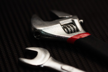 Wrench on wooden table