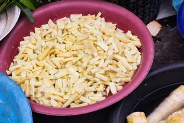 Vegetables bamboo shoot in the market.