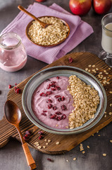 Blueberries oatmeat yogurt with crenberries