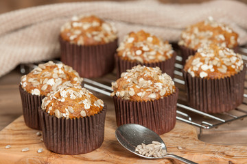 Home Baked Superfood Muffins With Chia Seeds, Banana, Honey, Coconut, Oats.