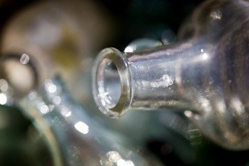 The throat of a glass bottle