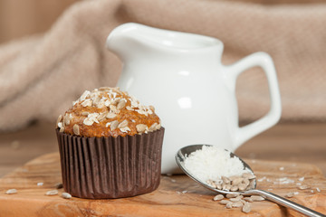 Home Baked Superfood Muffins With Chia Seeds, Banana, Honey, Coconut, Oats.