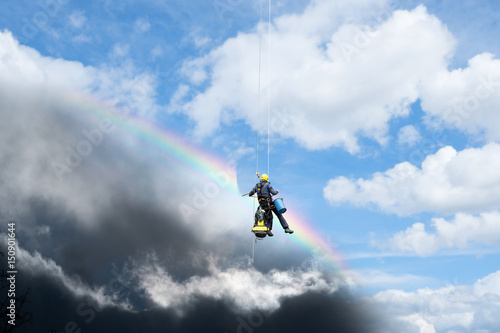 Nettoyage Arc En Ciel Ciel Nuage Beau Temps Meteo Pluie Sombre Tempete Pluie Wall Mural Shocky