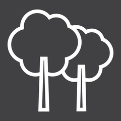 Forest line icon, Travel and nature, vector graphics, a linear pattern on a black background, eps 10.