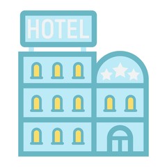 Hotel building flat icon, Travel and tourism, vector graphics, a colorful solid pattern on a white background, eps 10.