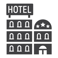 Hotel building solid icon, Travel and tourism, vector graphics, a filled pattern on a white background, eps 10.