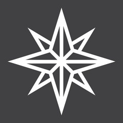 Wind rose line icon, navigation and travel, compass vector graphics, a linear pattern on a black background, eps 10.