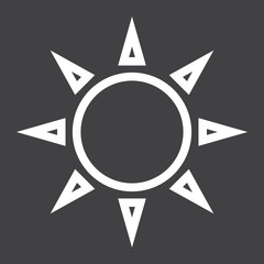 Sun line icon, weather and sunshine, vector graphics, a linear pattern on a black background, eps 10.