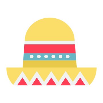 Sombrero Mexican hat flat icon, Travel and tourism, vector graphics, a colorful solid pattern on a white background, eps 10.