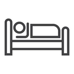 Person in bed and Hotel line icon, Travel and tourism, motel vector graphics, a linear pattern on a white background, eps 10.
