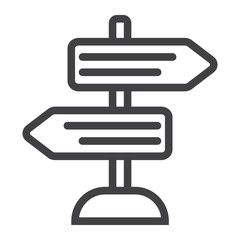 Signpost line icon, navigation and direction, arrows vector graphics, a linear pattern on a white background, eps 10.