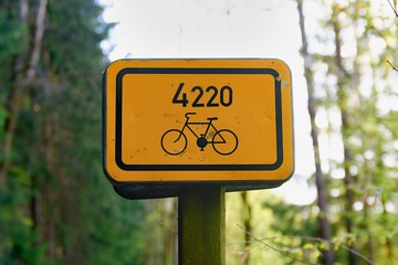Bike path sign. Touristic sign for bikers
