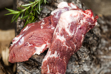 Iberian pork meat  raw - Secreto y Pluma iberico, Spanish food
