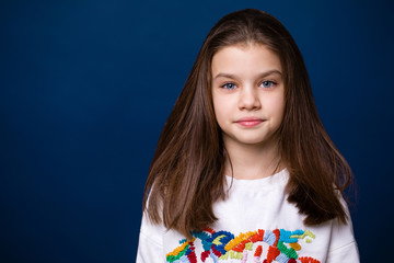 Calm brunette little girl