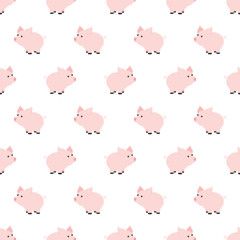 Seamless pattern, piggy art background design for fabric and decor. Cartoon style. Childrens doodle. Babyhood. Newborn. Vector illustration and element for your design, wallpaper. Zoo. Kids. Farm.