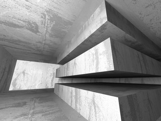 Dark basement empty room interior. Concrete walls