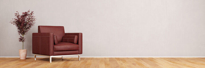 Ledersessel auf Parkett aus Eiche