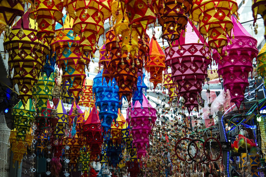 Colorful  lamps in the market