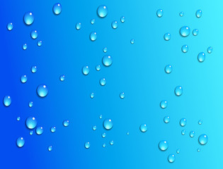 Fototapeta na wymiar Water Droplets on a Faded Blue Background
