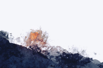 Abstract mountain peak in blue shade on white background