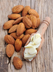 Almonds nuts with corn almonds.