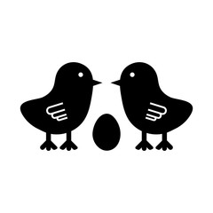 Pictogram egg and chicken icon. Black icon on white background.