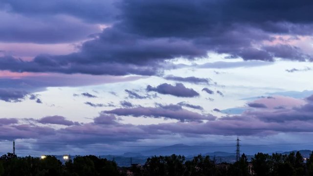 4K Timelapse Purple Clouds at Sunset Parma Italy