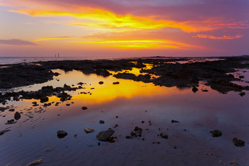 Fototapeta na wymiar Sunset on the beach of Chiclana
