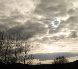 Sunset autumn nice cloudy landscape