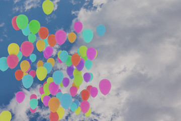Fototapeta na wymiar 3D rendering of colorful balloons flying on sky