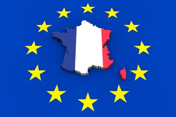 EU flag with cutout of France in national colors