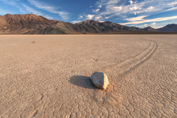 Fototapeta na wymiar The Racetrack Playa, or The Racetrack, is a scenic dry lake feature with 