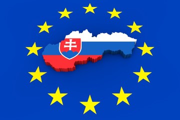 EU flag with cutout of Slovakia in national colors