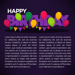 glossy and shine birthday card vector template,with balloon images